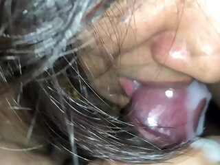 Sexiest Indian Woman Closeup Dick Sucking with Sperm in Throat
