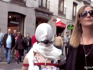 Slender Spanish slut assfuck banged in public